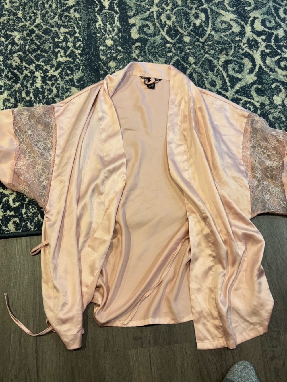 Victoria's Secret Blush Pink Satin Lace Kimono